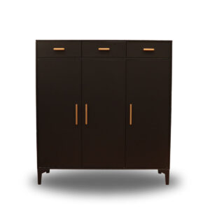 DS Lonna Steel Shoe Cabinet 3-Door With Drawers Black