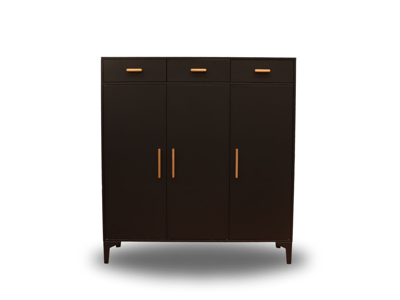 Lonna Steel Shoe Cabinet 3-Door With Drawers Black