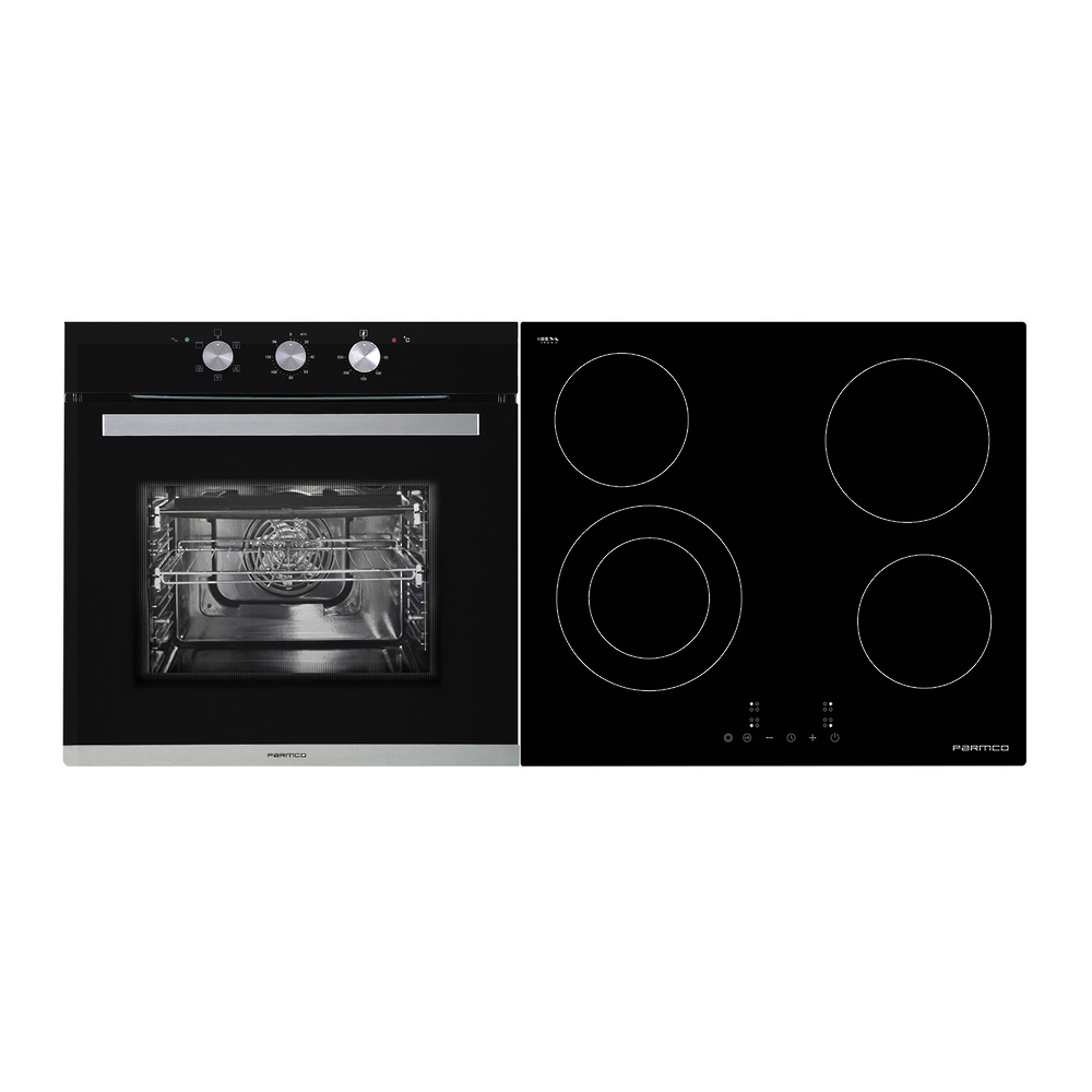 Parmco Parmco Pack PPB5C  - 600mm 5 Function Black Oven and 600mm 4 Element Black Ceramic Cooktop - NZDEPOT