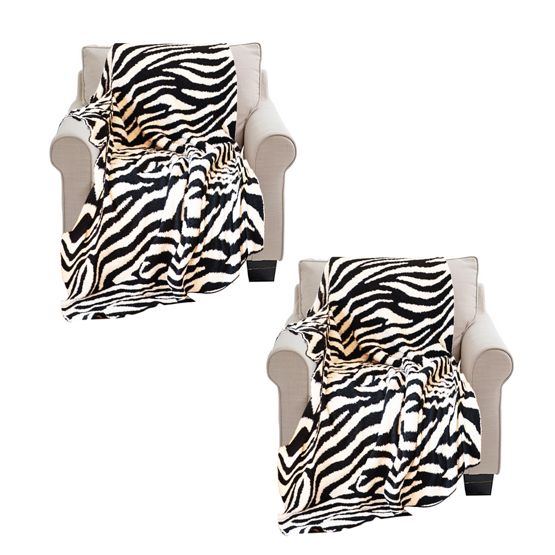 SOGA 2X 130x170cm Throw Blanket Black and White Soft Zebra Print Half Fleece Casual Stylish Cozy, Home, Bed Linen, Throws And Blankets, Blankets, ,  - NZ DEPOT 1