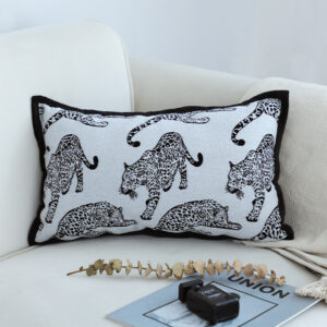 SOGA 2X 30cm Throw Pillow White & Black Leopard Light Luxury Lumbar Decorative Cushion for Living Room, Furniture, Living Room Furniture, Occasional Chairs, , ,  - NZ DEPOT 2