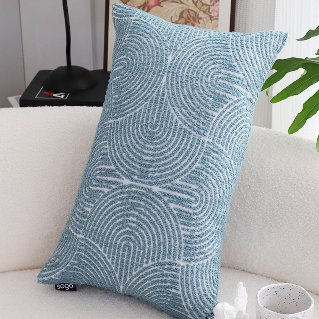 SOGA 2X 35cm Blue Throw Pillow Geometric Indoor and Outdoor Corded for Home Decor, Furniture, Living Room Furniture, Occasional Chairs, , ,  - NZ DEPOT 6