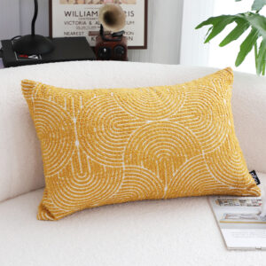 SOGA 2X 35cm Mustard Yellow Throw Pillow Geometric Indoor and Outdoor Corded for Home Decor, Furniture, Living Room Furniture, Occasional Chairs, , ,  - NZ DEPOT 2