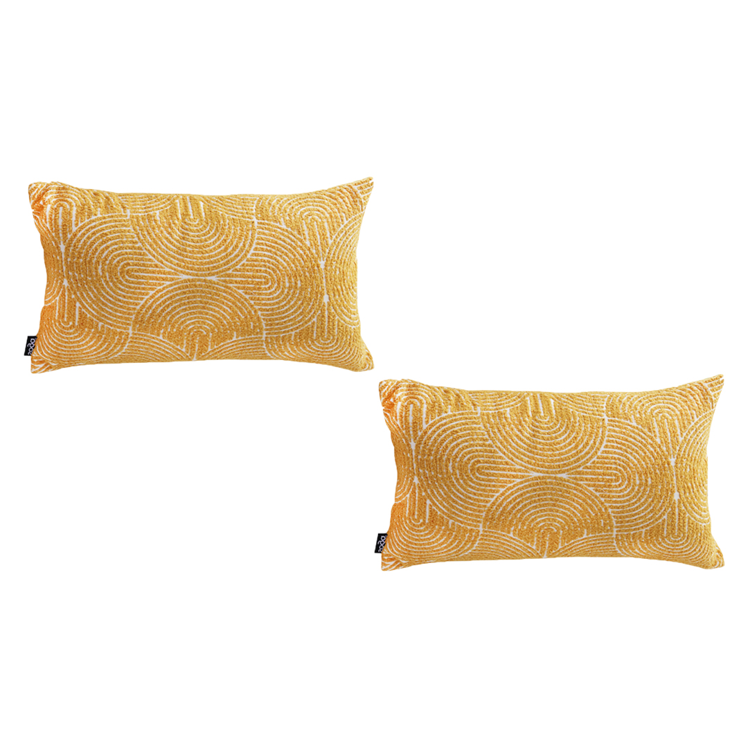 SOGA 2X 35cm Mustard Yellow Throw Pillow Geometric Indoor and Outdoor Corded for Home Decor, Furniture, Living Room Furniture, Occasional Chairs, , ,  - NZ DEPOT 1