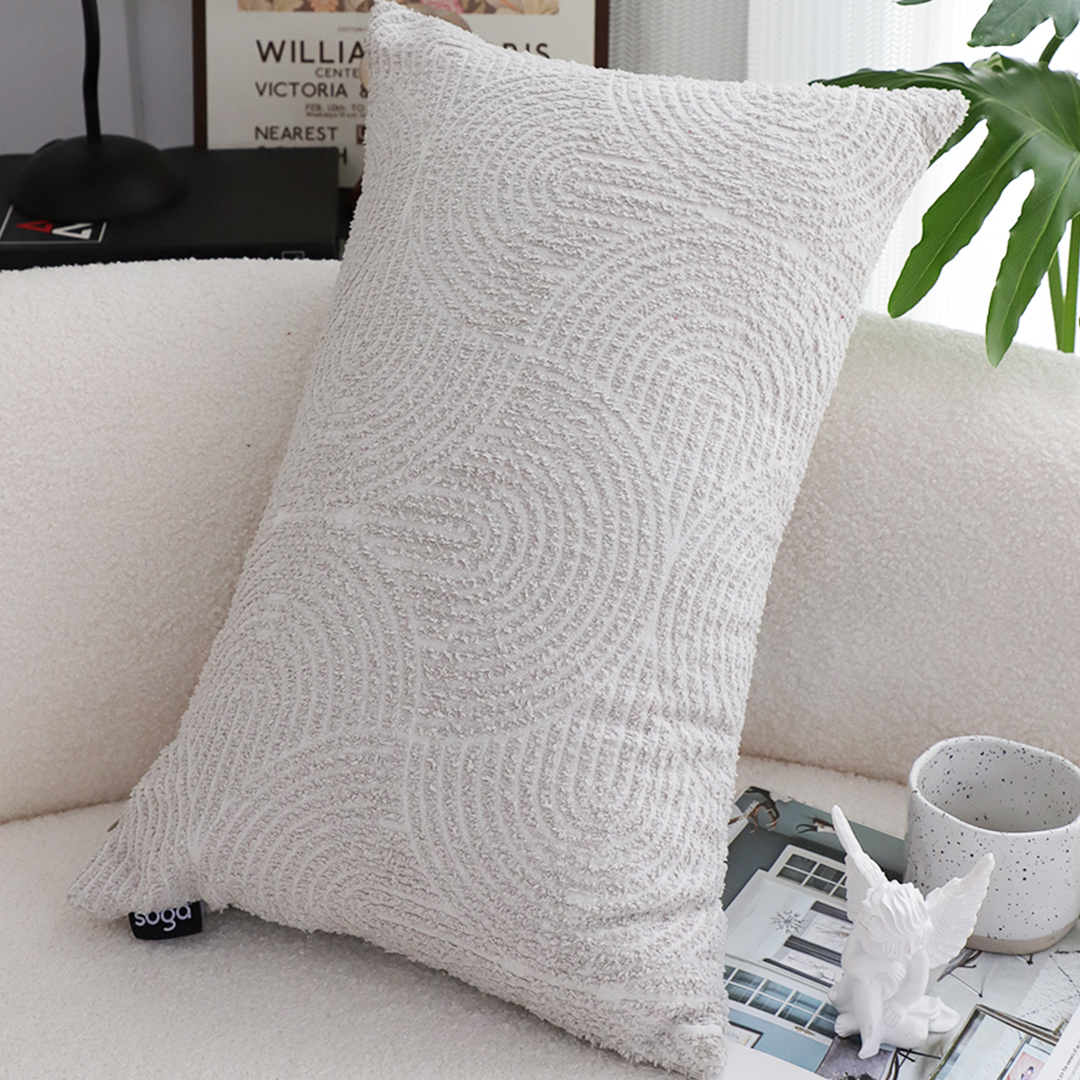 SOGA 2X 35cm Throw Pillow Off White Lumbar Embroidered Decorative Cover Stitch for Home Decor, Furniture, Living Room Furniture, Occasional Chairs, , ,  - NZ DEPOT 4