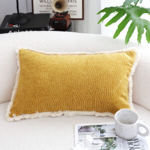 SOGA 2X 35cm Throw Pillow Turmeric Yellow Aesthetic Chenille Texture for Home Decor, Furniture, Living Room Furniture, Occasional Chairs, , ,  - NZ DEPOT 2