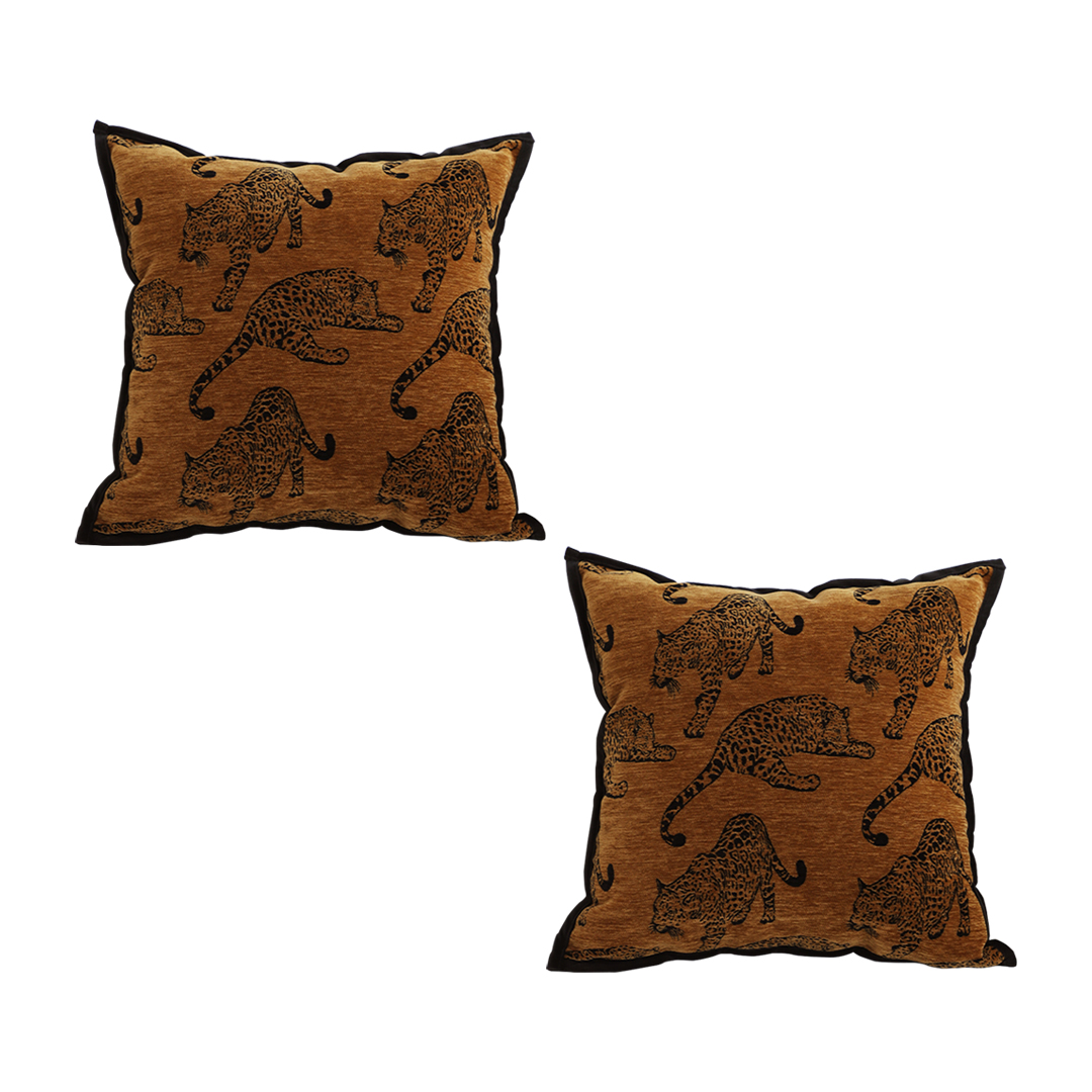 SOGA 2X 45cm Throw Pillow Dark Brown Leopard Square Retro Decorative Cushion for Living Room, Furniture, Living Room Furniture, Occasional Chairs, , ,  - NZ DEPOT 1