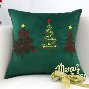 SOGA 2X 45cm Throw Pillow Green Three Embroidered Christmas Trees for Festive Holiday Square Cushion Home Decor, Furniture, Living Room Furniture, Occasional Chairs, , ,  - NZ DEPOT 2