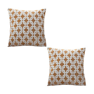 SOGA 2X 50cm Brown Checkered Chain Jacquard Square Pillow Decorative Cushion for Home Decor, Furniture, Living Room Furniture, Occasional Chairs, , ,  - NZ DEPOT 1