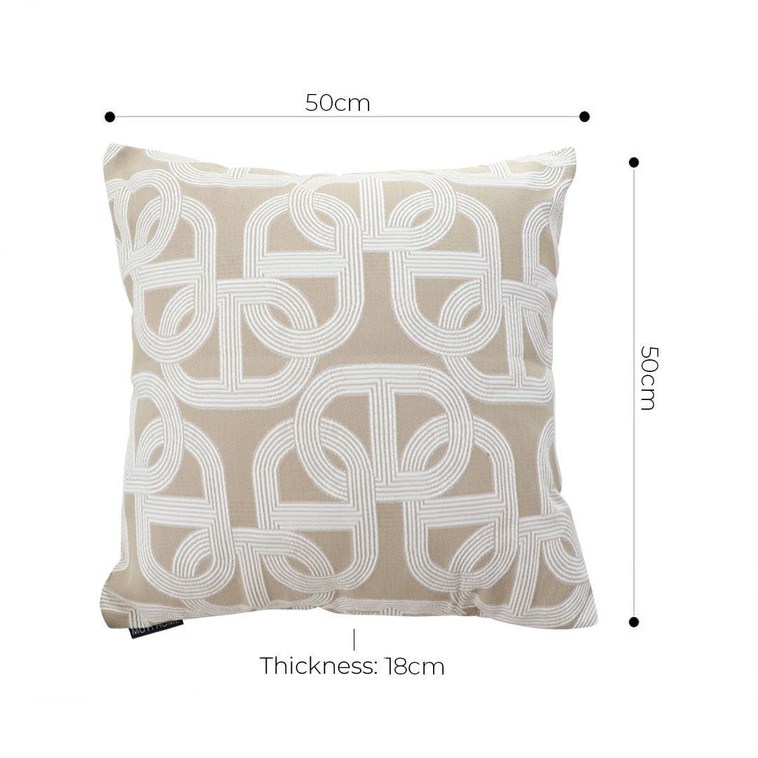 SOGA 2X 50cm Throw Pillow Beige Interlocking Geometric Pattern Modern Accent for Home D?cor, Furniture, Living Room Furniture, Occasional Chairs, , ,  - NZ DEPOT 5