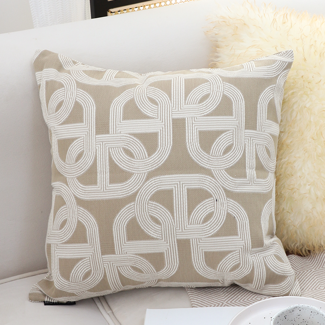 SOGA 2X 50cm Throw Pillow Beige Interlocking Geometric Pattern Modern Accent for Home D?cor, Furniture, Living Room Furniture, Occasional Chairs, , ,  - NZ DEPOT 6