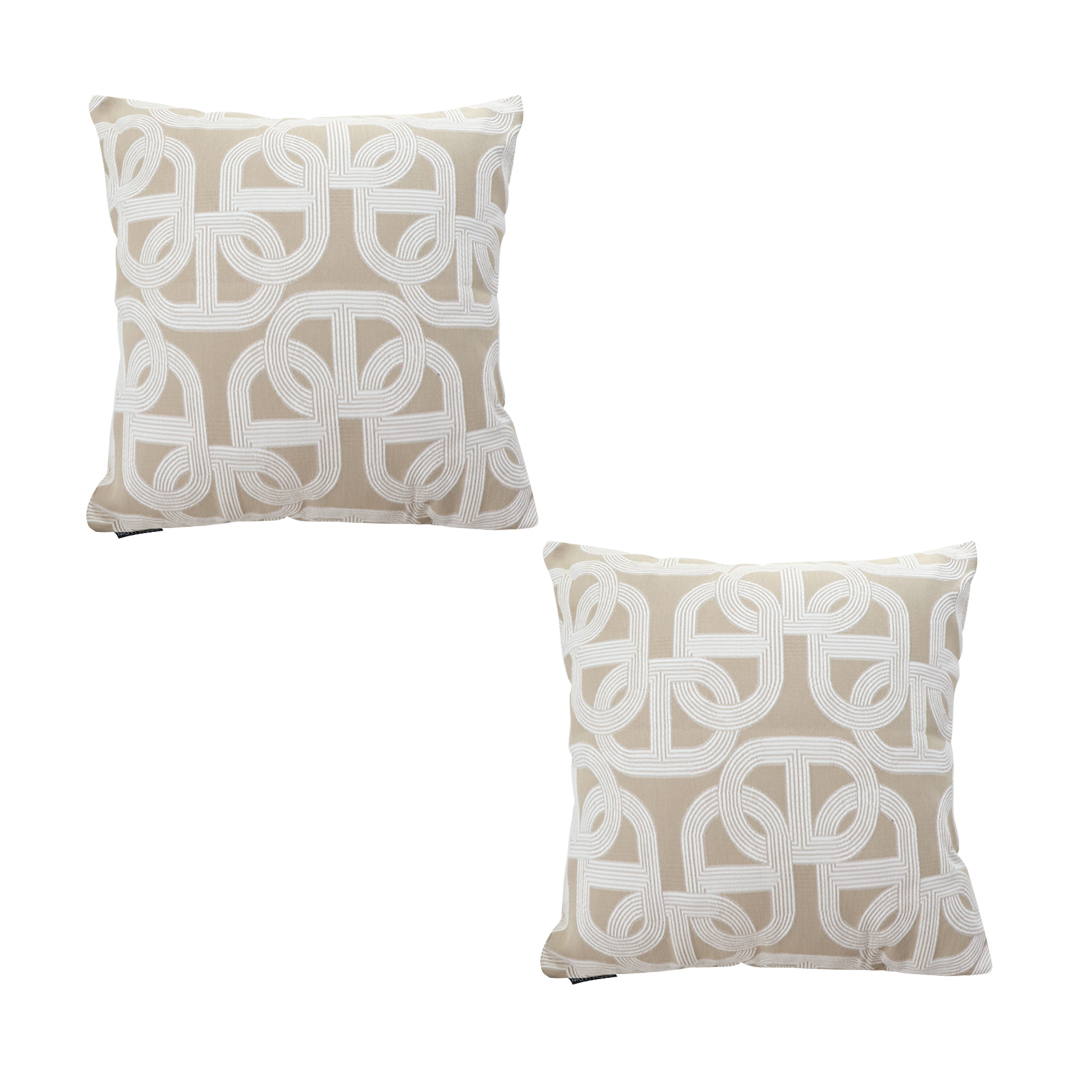 SOGA 2X 50cm Throw Pillow Beige Interlocking Geometric Pattern Modern Accent for Home D?cor, Furniture, Living Room Furniture, Occasional Chairs, , ,  - NZ DEPOT 1