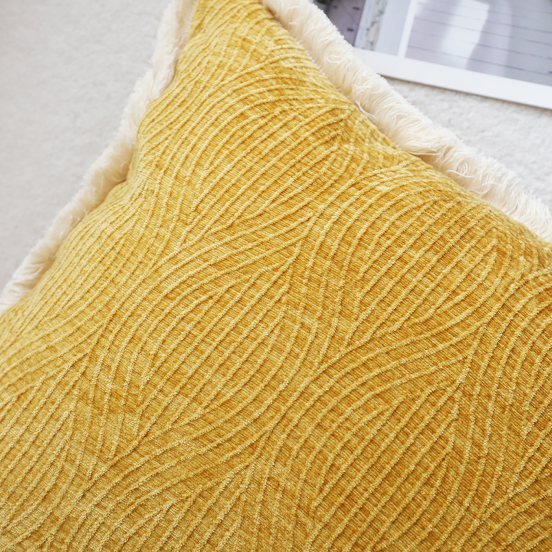 SOGA 2X 50cm Throw Pillow Turmeric Yellow Aesthetic Chenille Texture for Home Decor, Furniture, Living Room Furniture, Occasional Chairs, , ,  - NZ DEPOT 4