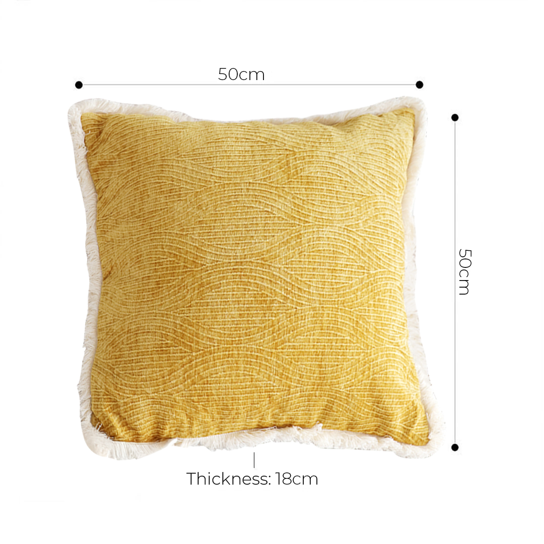 SOGA 2X 50cm Throw Pillow Turmeric Yellow Aesthetic Chenille Texture for Home Decor, Furniture, Living Room Furniture, Occasional Chairs, , ,  - NZ DEPOT 5