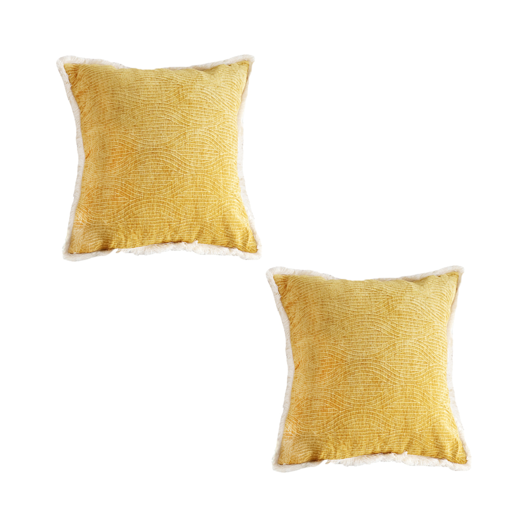 SOGA 2X 50cm Throw Pillow Turmeric Yellow Aesthetic Chenille Texture for Home Decor, Furniture, Living Room Furniture, Occasional Chairs, , ,  - NZ DEPOT 1