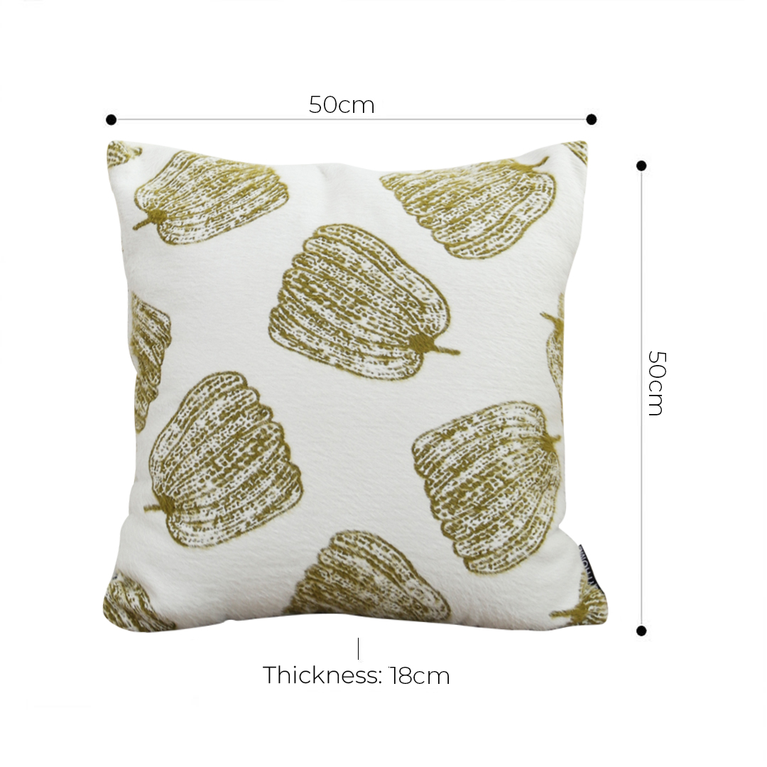 SOGA 2X 50cm Throw Pillow White with Olive Green Autumn Harvest Pumpkin Print Home Decor, Furniture, Living Room Furniture, Occasional Chairs, , ,  - NZ DEPOT 5