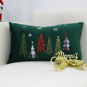 SOGA 30cm Throw Pillow Green Christmas Forest Embroidered Lumbar for Festive Holiday Cushion Home Decor, Furniture, Living Room Furniture, Occasional Chairs, , ,  - NZ DEPOT 2