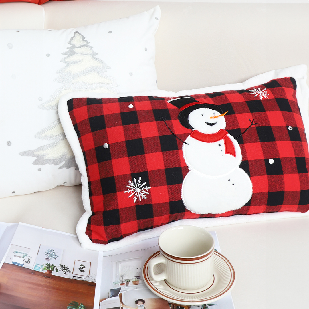 SOGA 30cm Throw Pillow Red Christmas Snowman Lumbar Cushion for Festive Holiday Winter Home Decor, Furniture, Living Room Furniture, Occasional Chairs, , ,  - NZ DEPOT 6