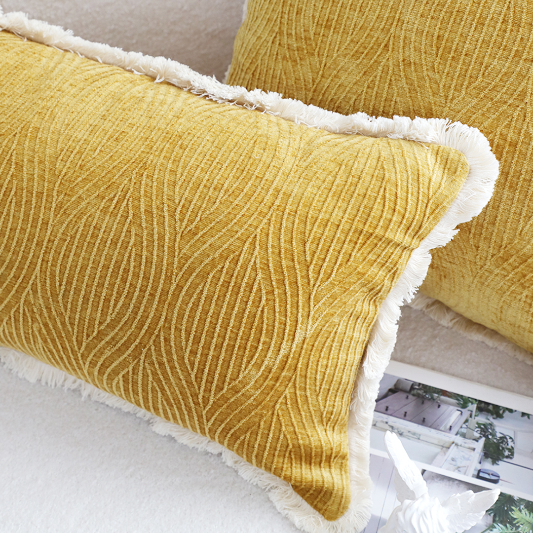 SOGA 35cm Throw Pillow Turmeric Yellow Aesthetic Chenille Texture for Home Decor, Furniture, Living Room Furniture, Occasional Chairs, , ,  - NZ DEPOT 4