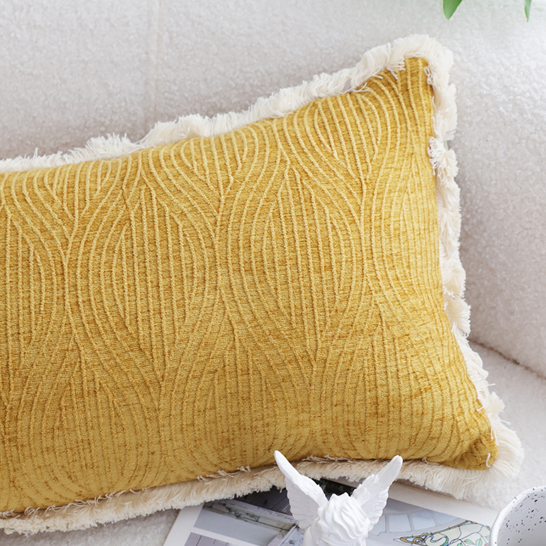 SOGA 35cm Throw Pillow Turmeric Yellow Aesthetic Chenille Texture for Home Decor, Furniture, Living Room Furniture, Occasional Chairs, , ,  - NZ DEPOT 7