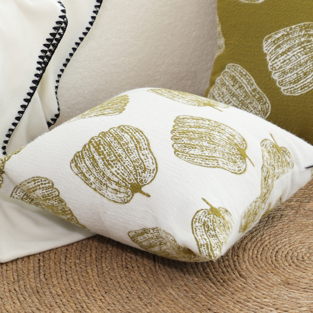 SOGA 50cm Throw Pillow White with Olive Green Autumn Harvest Pumpkin Print Home Decor, Furniture, Living Room Furniture, Occasional Chairs, , ,  - NZ DEPOT 4