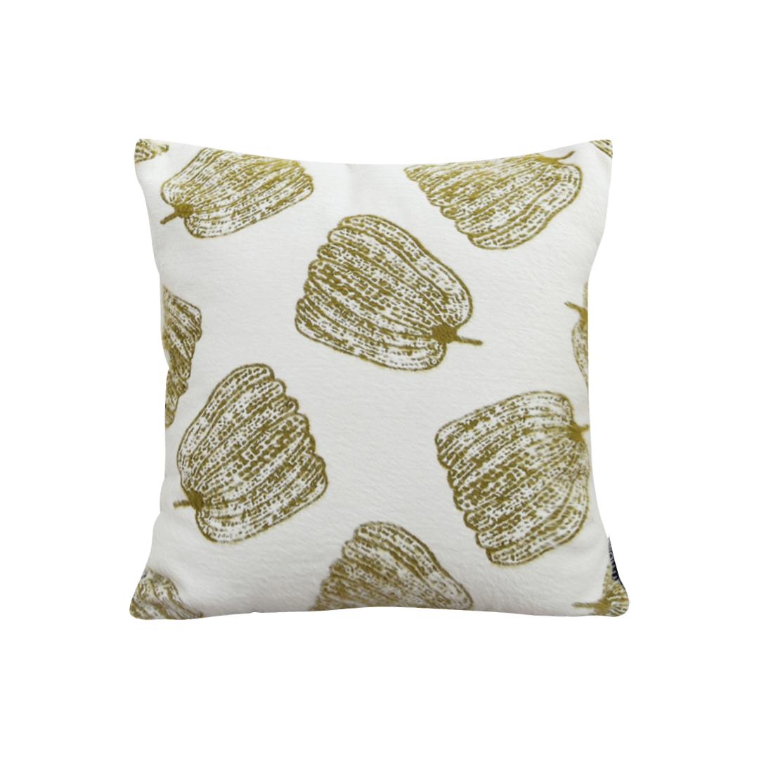 SOGA 50cm Throw Pillow White with Olive Green Autumn Harvest Pumpkin Print Home Decor, Furniture, Living Room Furniture, Occasional Chairs, , ,  - NZ DEPOT 1