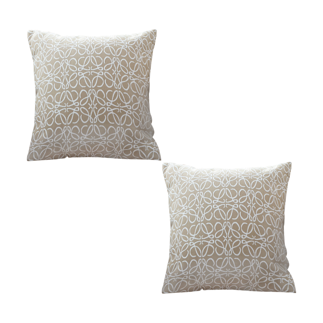 SOGA 2X 50cmThrow Pillow White and Beige Geometric Pattern Accent for Home Decor, Furniture, Living Room Furniture, Occasional Chairs, , ,  - NZ DEPOT 1